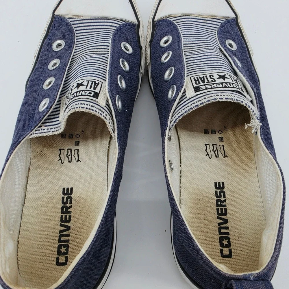 Converse Chuck Taylor All Star Slip On Sneakers Size 7 Navy Blue Striped Casual - Picture 8 of 9
